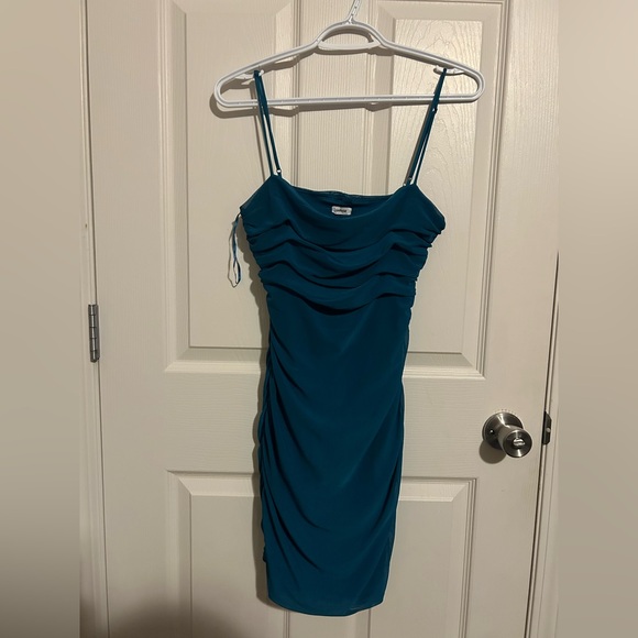 Garage Blue Ruched Mini Dress - Picture 1 of 6